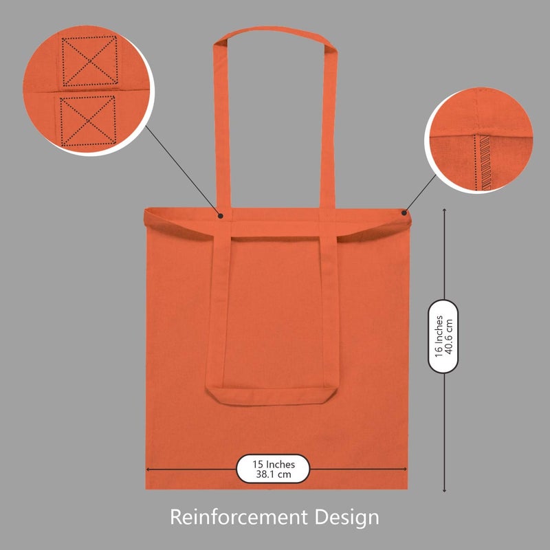 TOPDesign 24-Pack Economical 16"x15" Orange Cotton Tote Bag, Lightweight Medium Reusable Grocery Shopping Cloth Bags, Suitable for DIY, Advertising, Promotion, Gift, Activity - Image 5